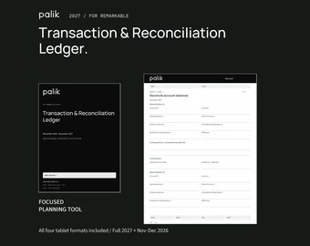 Palik Transaction & Reconciliation Ledger 2027
