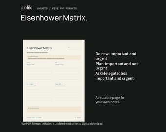 Eisenhower Matrix Planner PDF