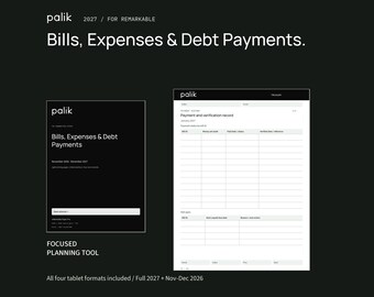 Palik Bills, Expenses & Debt Payments 2027