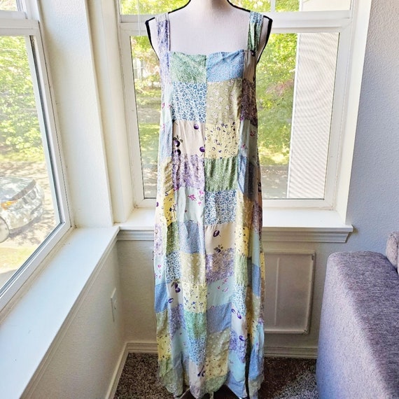 Vintage 1990's Cottagecore Patchwork Dress | XL