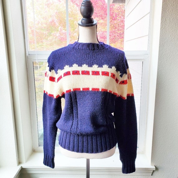 Vintage 1940's Kingstone Hand Loomed Ski Sweater