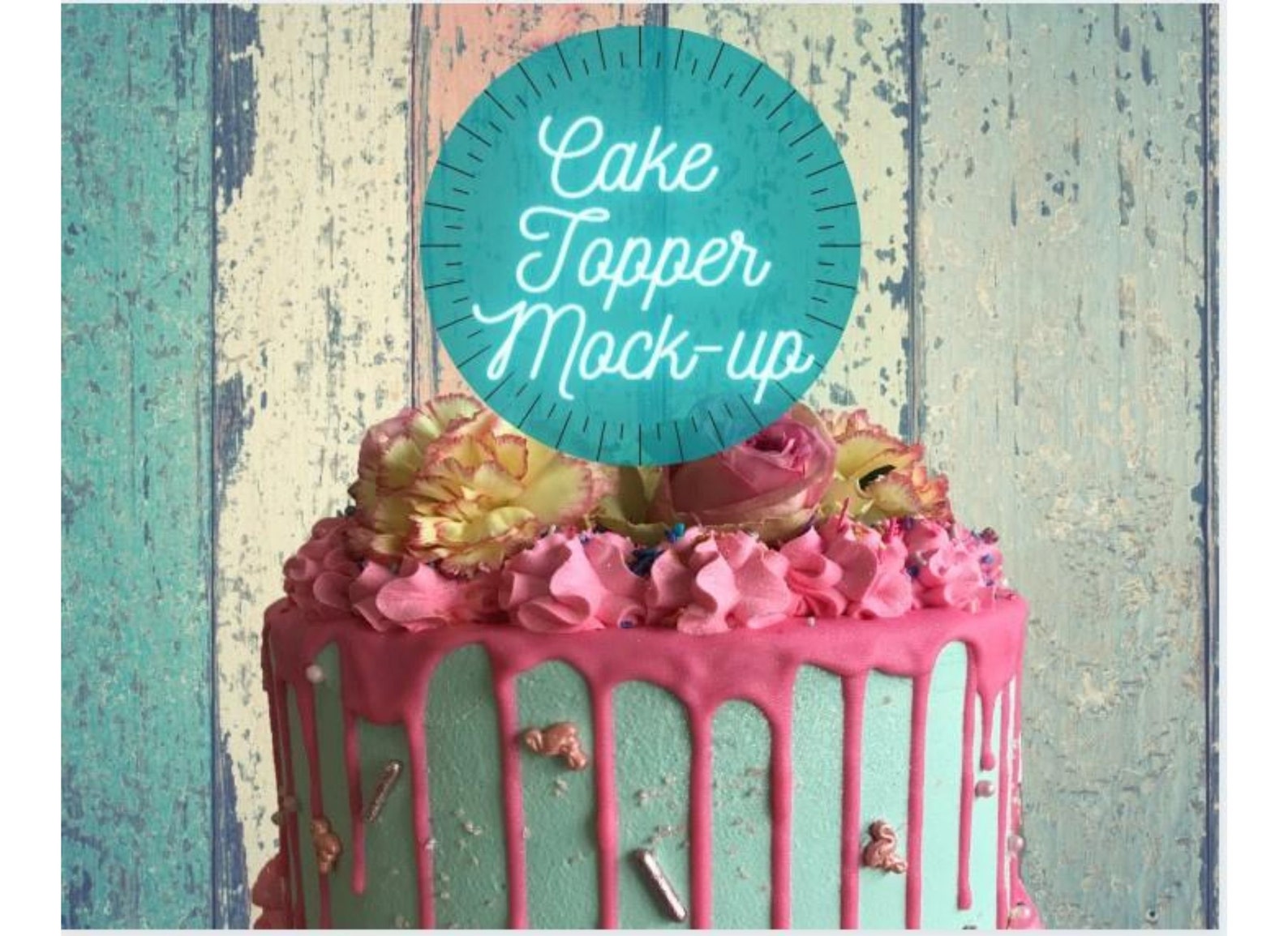 Download Cake Topper Mock Up Blue drip cake | Etsy