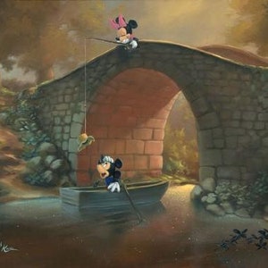 Mickey & Minnie "Hooked on You" by Rob Kaz Limited Edition Disney Wall Art