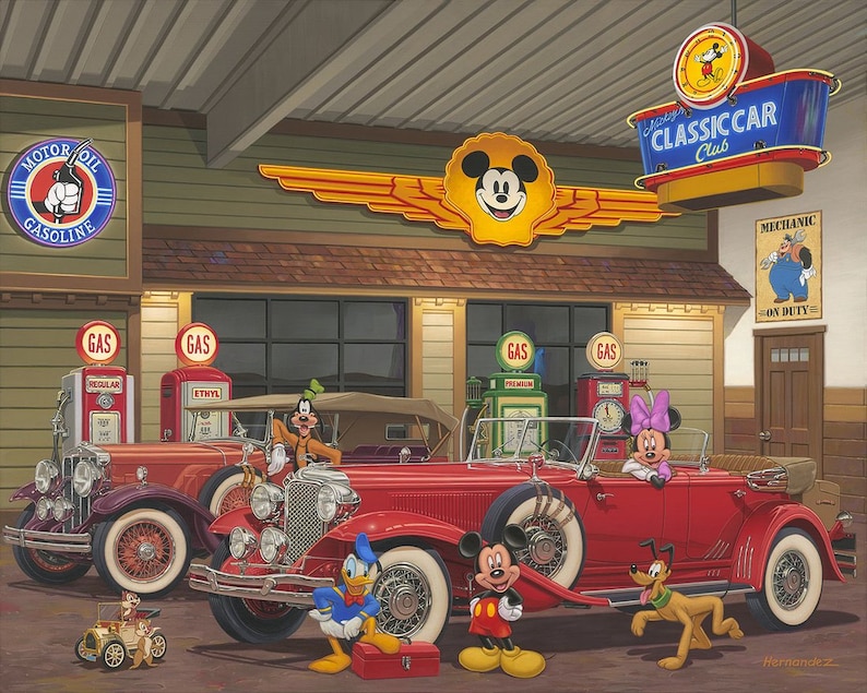 Mickey/'s Classic Car Club by Manuel Hernandez Limited Edition Disney Wall Art