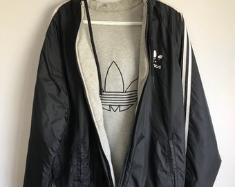 adidas originals three stripe reversible coat in black