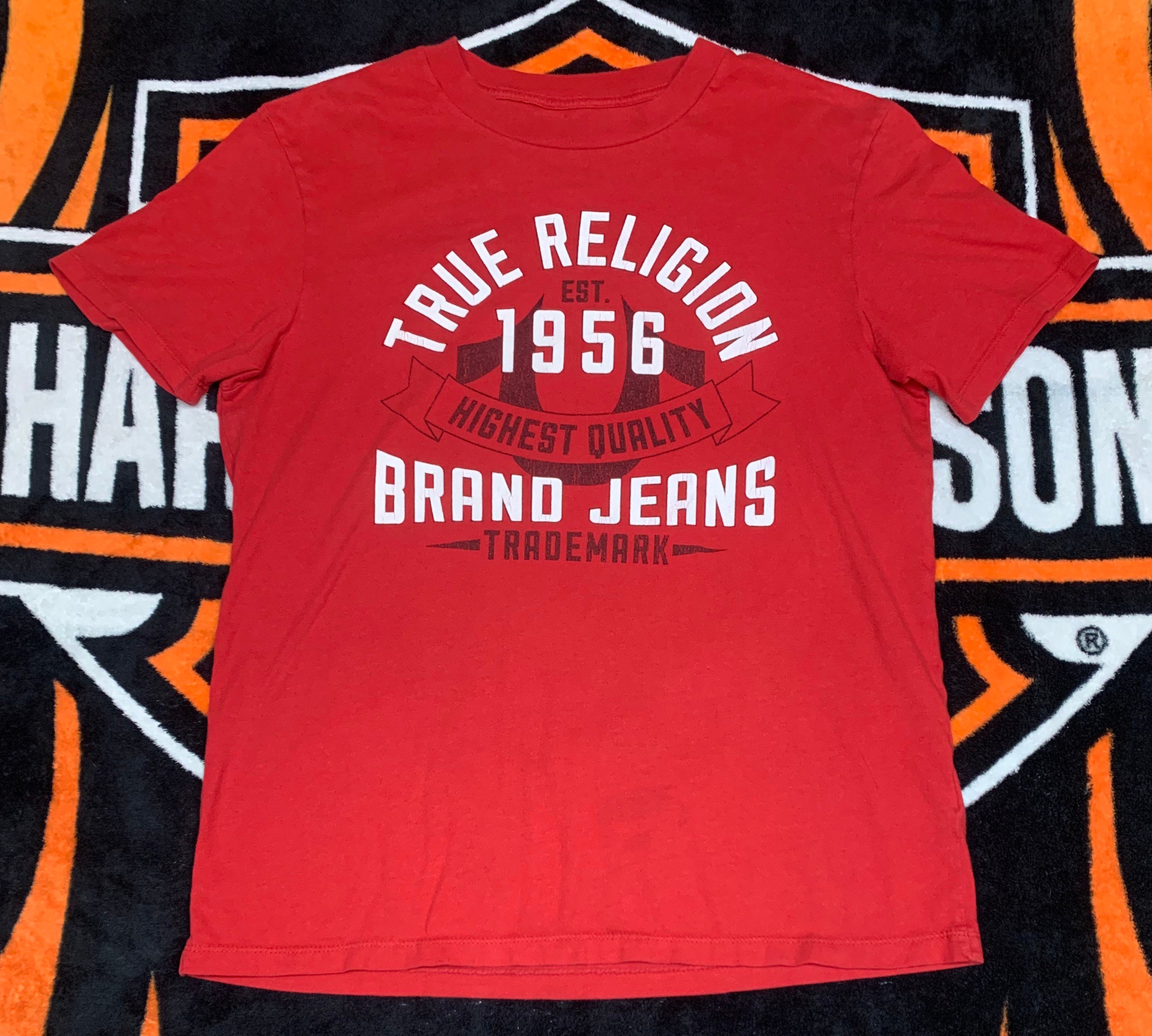 Orange true religion best sale shirt