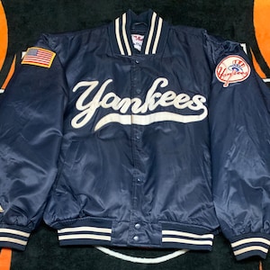 New York Yankees Satin Bomber Jacket COOPERSTOWN Majestic MLB Collection  ADULT