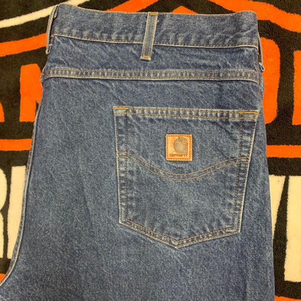 Carhartt Medium Wash Blue Jeans Baggy Size Mens 44x30