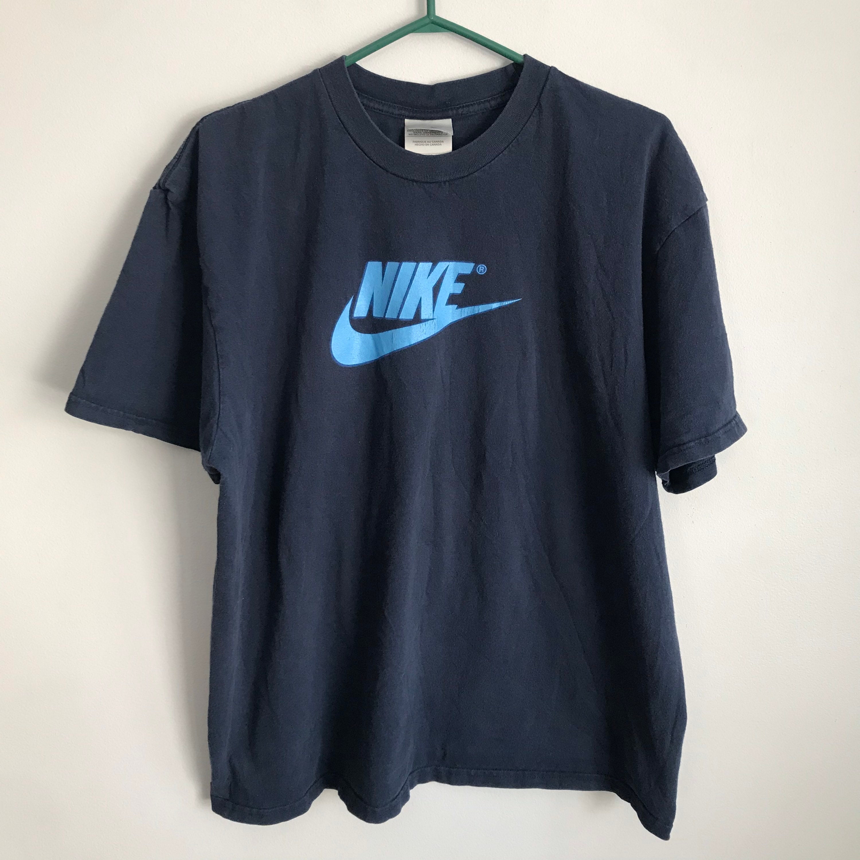 Vintage Nike Spell Out Swoosh Logo Navy Blue T Shirt Mens XXL | Etsy