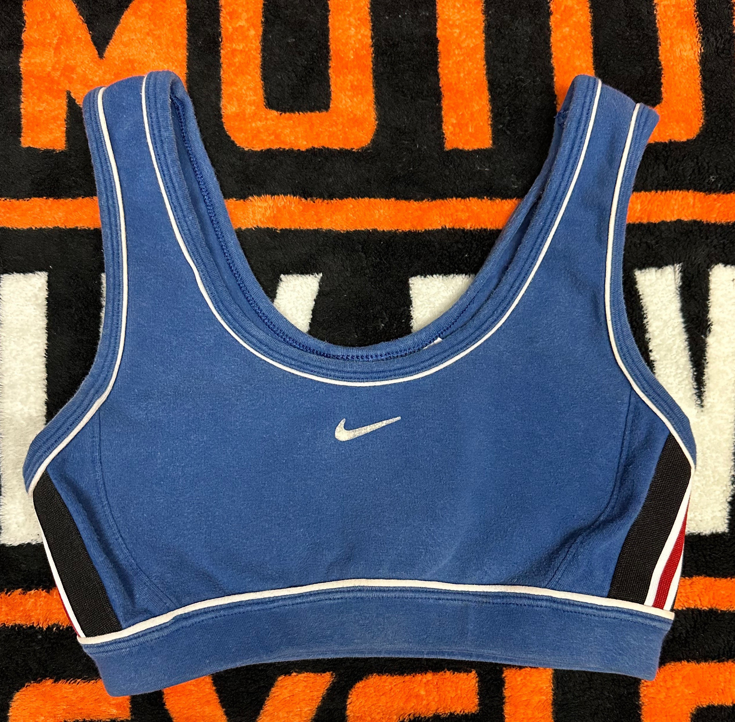 Vintage 90s Nike Sports Bra Top Middle Center Swoosh Size Womens Small 4-6  Made in USA 