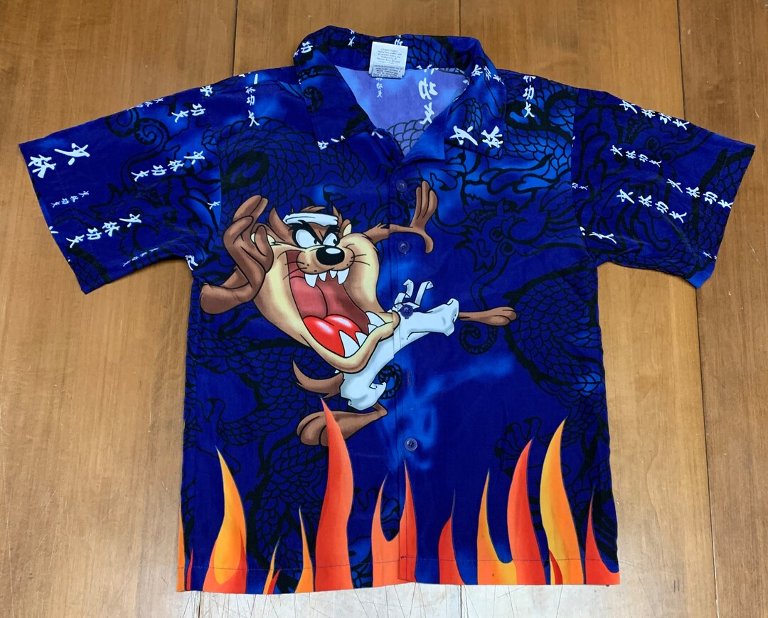 Vintage Looney Tunes Mens XL Black Tazmanian Devil Taz Polo