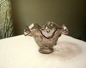 Mid Century FENTON Lavender Opalescent Glass Rose Bud Pattern LAMP SHADE w Ruffle Rim