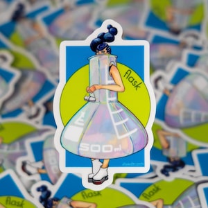 Pegatina de moda de matraz Erlenmeyer // Pegatina de arte de tubo de cristalería // Pegatina de ciencia // Pegatina de arte de laboratorio // Pegatina de vinilo