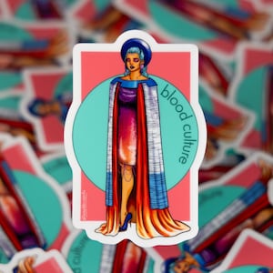 Pegatina de moda con frasco de cultivo de sangre // Pegatina de microarte // Pegatina de ciencia // Pegatina de arte de laboratorio // Pegatina de vinilo