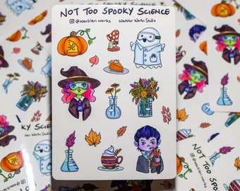 Not So Spooky Science Sticker Sheet // Vinyl Sticker Sheet // Fall Stickers // Laboratory Sticker Sheet // Fall Lab Science