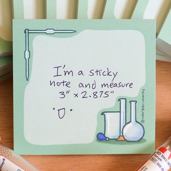 Chemistry Flasks Sticky Notes // Sticky Pad// Glassware // Laboratory // Lab Gift // Laboratory Stationery // Biology // Science