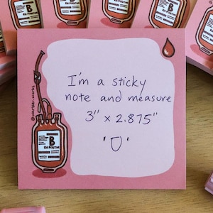 Blood Bank Sticky Notes // Sticky Pad// Blood Bag // Laboratory // Lab Gift // Laboratory Stationery // Biology // Science