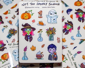 Not So Spooky Science Sticker Sheet // Vinyl Sticker Sheet // Fall Stickers // Laboratory Sticker Sheet // Fall Lab Science