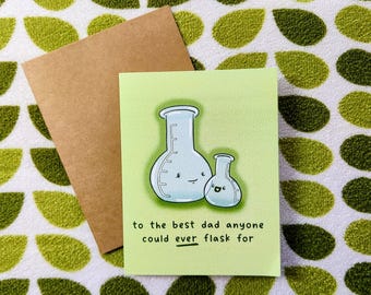 Fathers's Day Card // Birthday Card // Flask // Laboratory Card // Greeting Card // Blank card