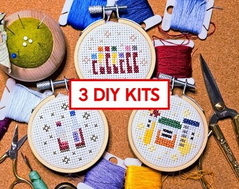 3 Minis Cross Stitch Kit - Phlebotomy // Laboratory // Lab Gift // Biology // Plasma // Science // Sample Collection