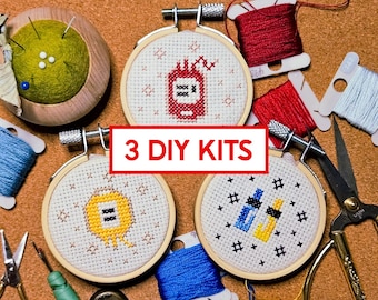 3 Minis Cross Stitch Kit - Blood Bank // Laboratory // Lab Gift // Biology // Plasma // Science // Transfusion