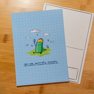 You are Positively Amazing Postcard Print // Art Print // Gift // Pun // Cute // Punny // Battery // Positive // Positivity Pun