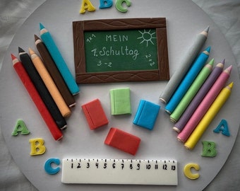 Cake decoration for the first day of school. Pencils. Made of fondant. First day of school cake. First day of school