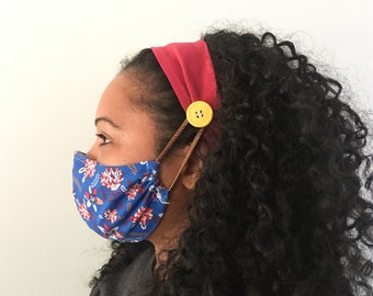 Headbands with buttons for masks | Cotton Headband with Buttons | Ear Saver for Ponytail | Nurse headband | Headband with Buttons Dental