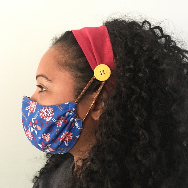 Headband With Buttons for Mask Etsy