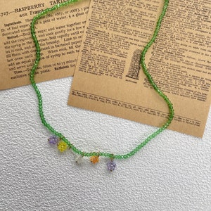 Beaded Necklace, Necklace, Flower Bead Necklace, Multicolored Bead Necklace, Best Gift, Gift for Her