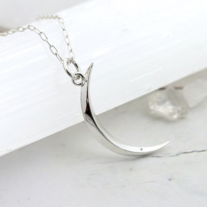 Zunehmende Mondsichel Halskette aus Sterling Silber - Mystisch Schmuck Geschenk