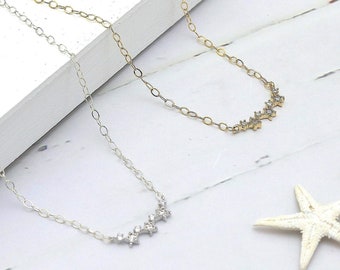 Star Necklace, Gold Star Choker Necklace, Star Bar Necklace, Seven Stars Necklace, Jewelry Star Necklace,