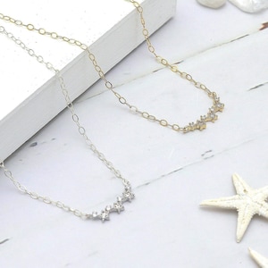 Elegant Gold Star Choker: Celestial Seven-Star Bar Necklace - Dainty Celestial Jewelry Gift for Women
