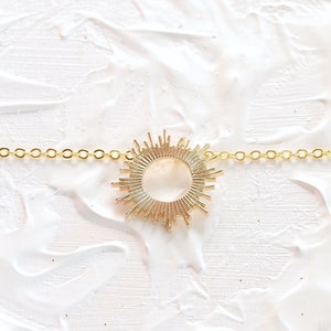Delicate Gold Sun Burst Necklace - Minimalist Celestial Choker Jewelry with 14k Filled Chain