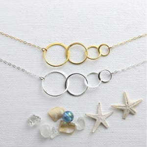 Four Circle Necklace, Gold Filled or Sterling Silver Chain, Interlocking Rings, Minimalist Jewelry