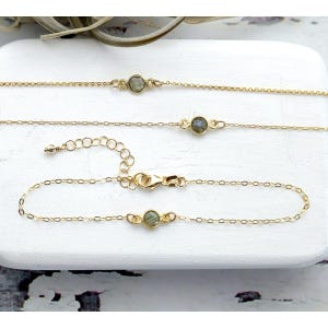Dainty Labradorite Bracelet, 14K Gold Filled, Sterling Silver, Personalized Chain