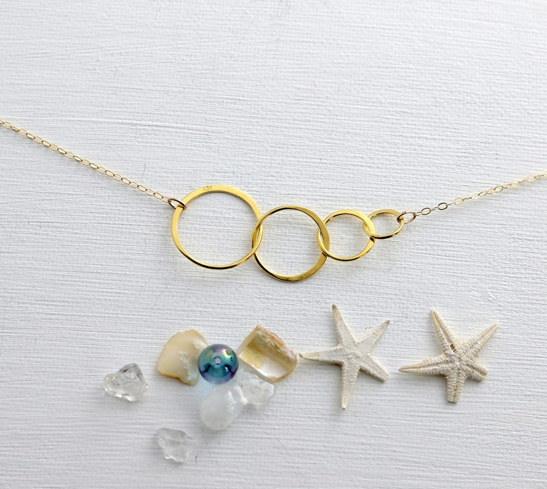 Interlocking Circle Necklace, Meaning Necklace, Eternity Pendant, 40th Birthday Gift, Gold, Gift