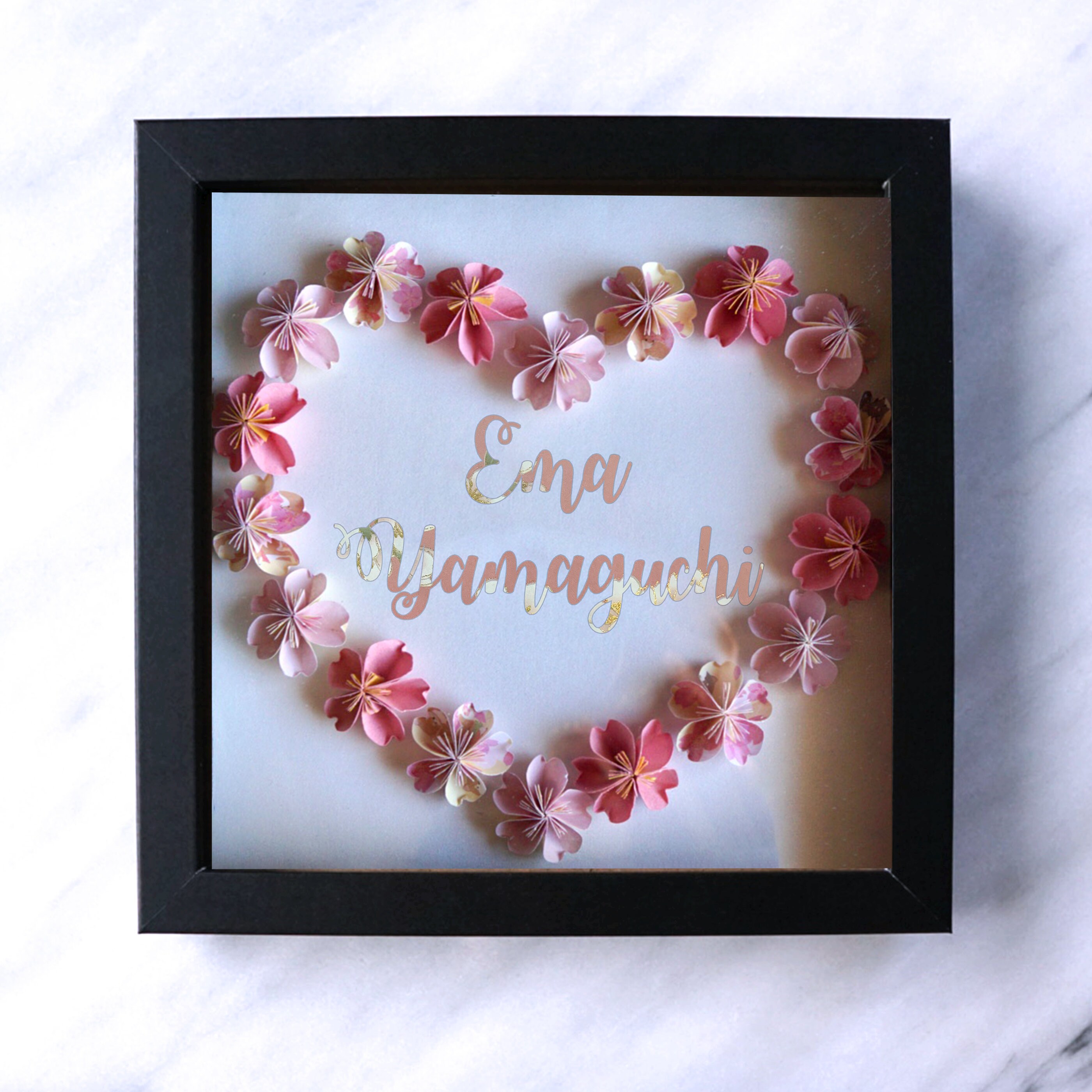 Custom Frame Shadow Box / Origami Sakura Heart / Cherry Etsy Canada