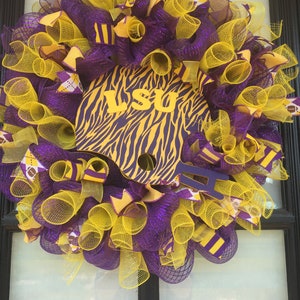 LSU Wreath, Door Wreath, Purple and Gold Wreath, Football Wreath, College Football, Louisiana Wreath