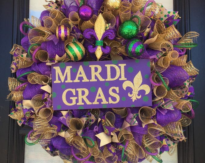 Mardi Gras Wreath Mardi Gras Front Door Wreath Carnival | Etsy
