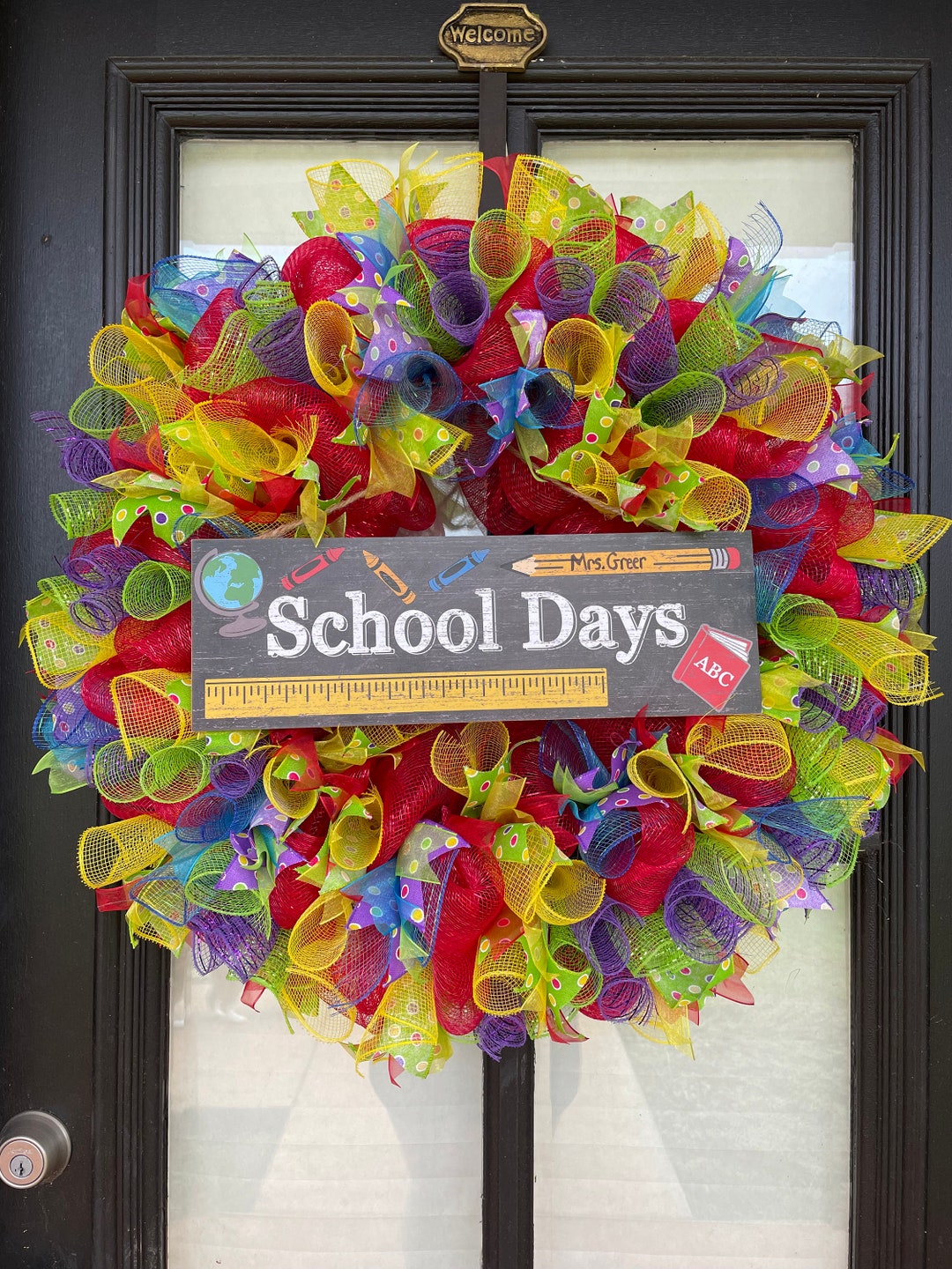 Teacher Wreath, Back to School, Classroom Door Wreath, School Days