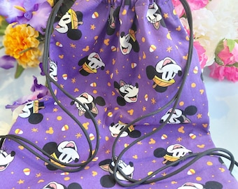 Mickey and Minnie Halloween Drawstring Bag: Park Tested Cotton Backpack