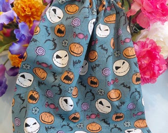 Nightmare Before Christmas Jack Skellington, Fully lined Drawstring Bag/Backpack/Trick or Treat Bag.