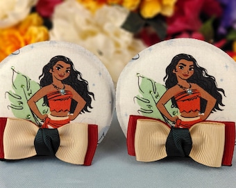 Handmade Moana Sparkle Leaf Magic Mouse Ears, Velour Rhinestone Bows (Adult Size)