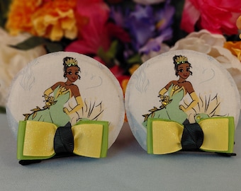 Handmade Tiana Magic Mouse Ears, Velour-Rhinestone-Bows (Adult Size)