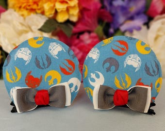 Grey and Red Leader, Magic Mouse Disney and Star Wars-inspired Clip-on Character Ears, Adult sizing