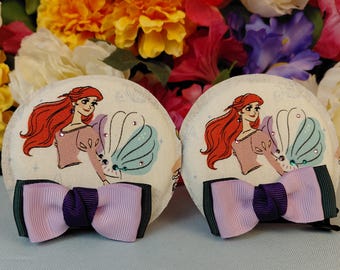 Handmade Ariel Magic Mouse Ears (set 2), Velour Rhinestone Bows (Adult Size)