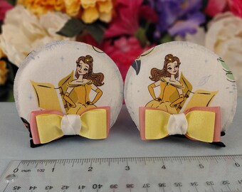 Handmade Belle Magic Mouse Ears, Velour-Rhinestone-Bows Pink (Adult Size)