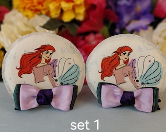 Handmade Ariel Magic Mouse Ears (set 1), Velour Rhinestone Bows (Adult Size)