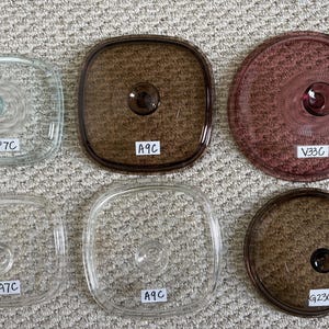 Pyrex Glass Replacement Covers Lids Square and Round ~ for Corning Ware Casserole Dishes ~ Clear & Amber Brown ~ A9C A7C P7C V33C V2.5C 681C